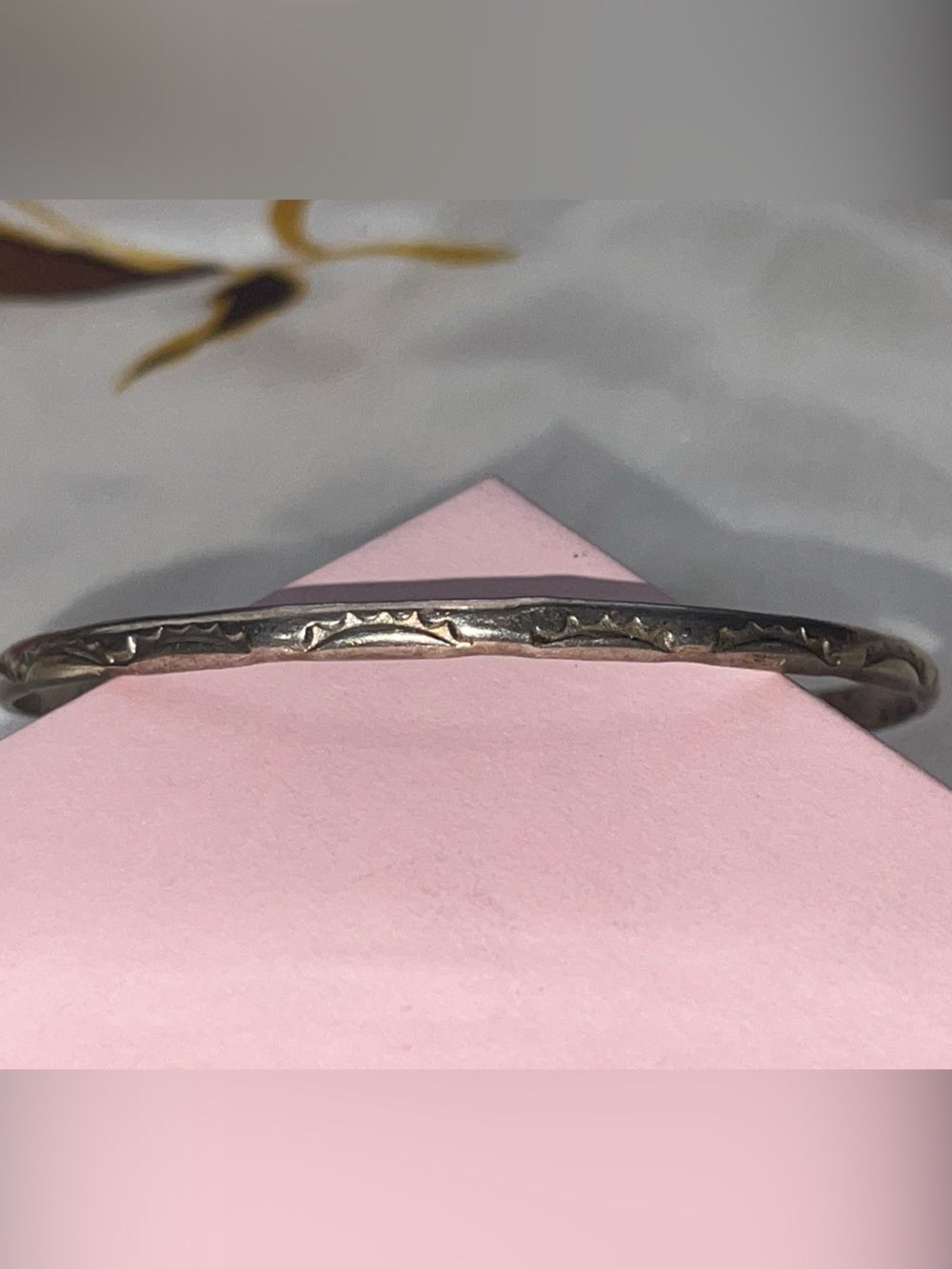 Sterling Silver Textured Bangle Bracelet - Silver